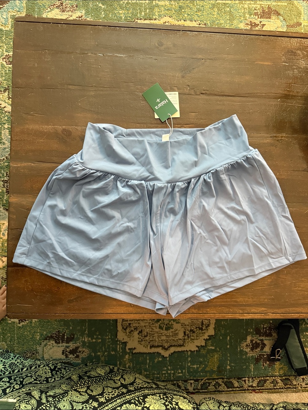 HALARA Powder Blue Athletic Shorts with built in bike shorts